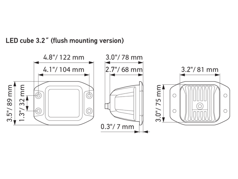 HELLA BLACK MAGIC 3.2″ LED CUBE Set | Flush mount | FLOOD Version