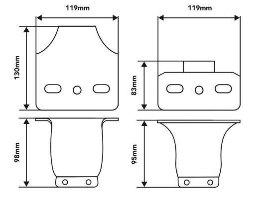 76mm SPOTLIGHT BRACKET FOR NUDGE BAR – SET