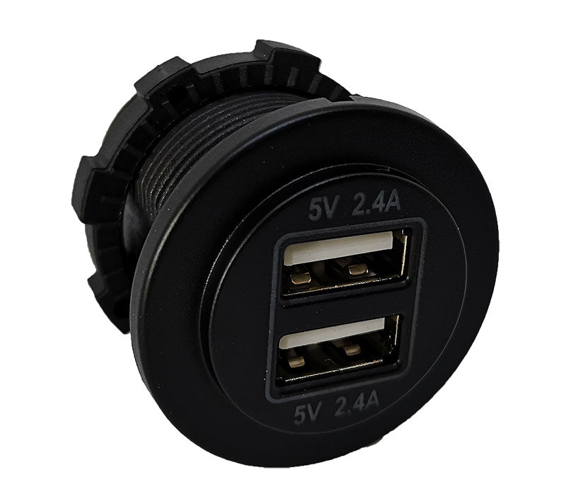 Round – Dual Port usb Charger – 2x 2.4A