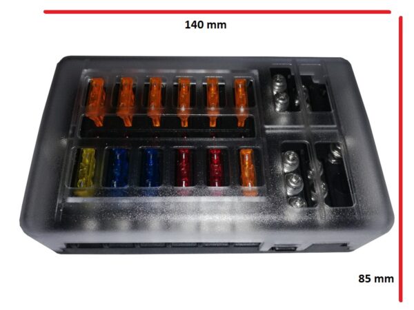 Fuse Box – 1 in and 12 out + Negative bus and LED indicator